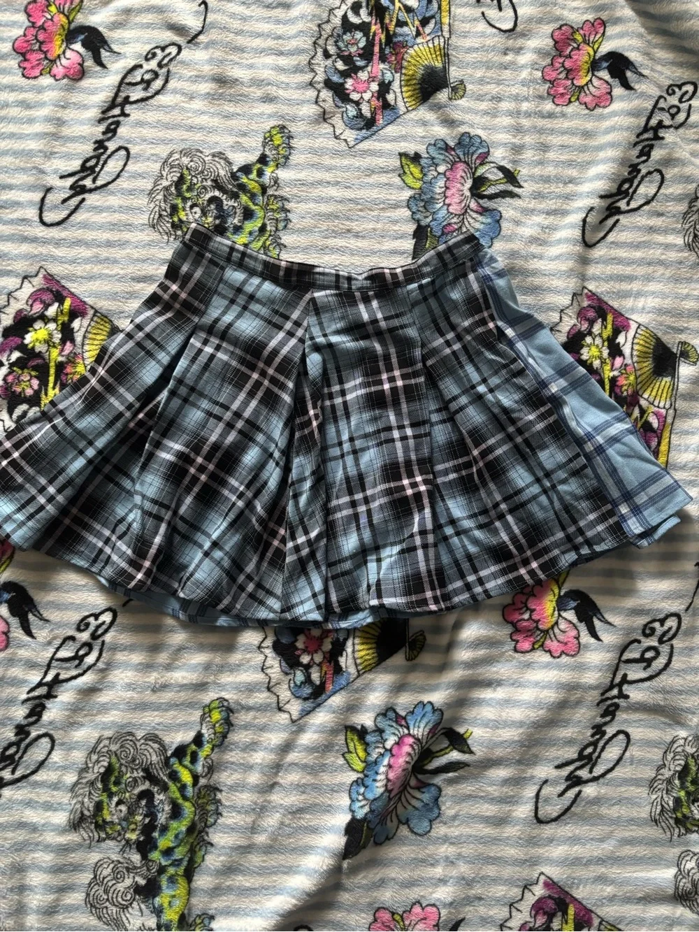 SO Goods For Life Blue Plaid Pleated Mini Skirt Y2K Size 5